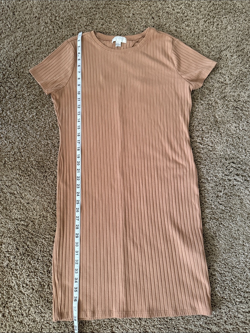 Forever 21+ Ribbed Midi Dress in Camel/Tan